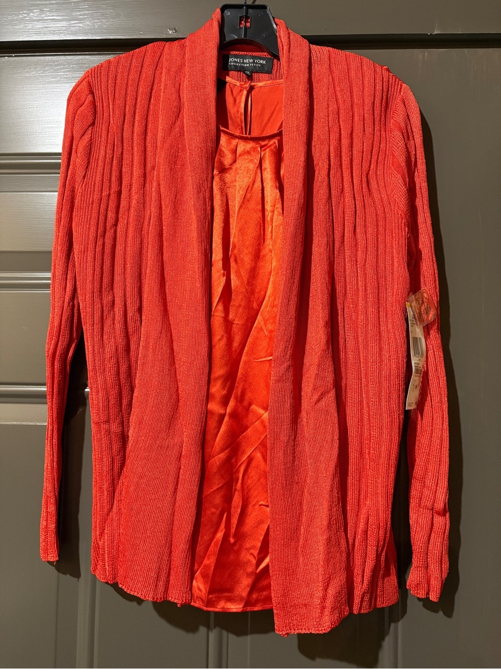 Jones New York Nectarine Ribbed Open-Front Sweater and tank set